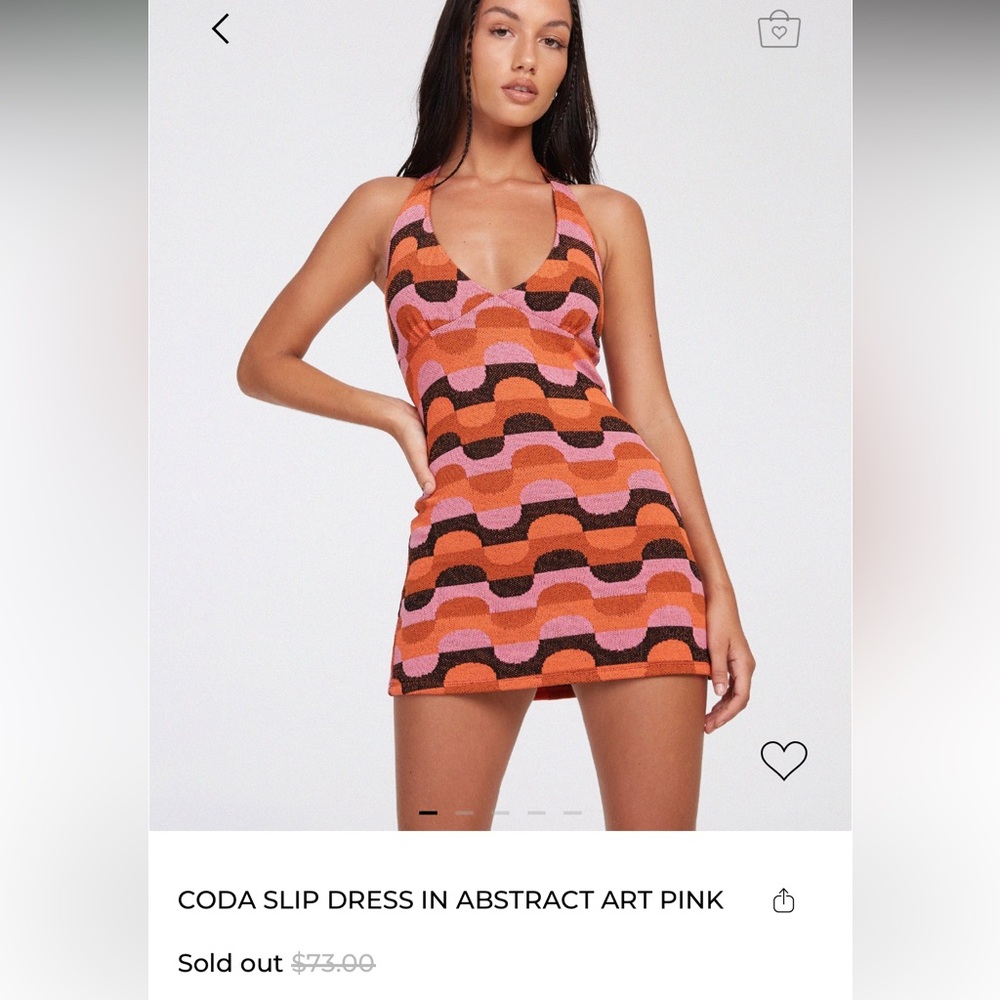 Motel Rocks Pink and Blue Plunge Slip Mini Dress